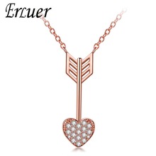 ERLUER Fashion Zirconia Cheetah Arrow Necklaces & Pendants For Women Girls Rose Silver color Trendy Heart Brands Jewelry 2024 - buy cheap