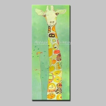 Arthyx Холст Картина маслом Ручная роспись жираф животное картина маслом абстрактная настенная художественная картина постер для гостиной домашний декор 2024 - купить недорого