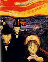 Pintura al óleo de alta calidad de Edvard Munch, lienzo de arte, decoración del hogar para paisajismo, pintada a mano, ansiedad 1894 2024 - compra barato