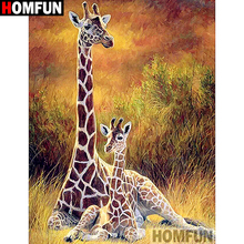 HOMFUN полный квадрат/круглая дрель 5D DIY Алмазная картина "Жираф" вышивка крестиком 3D домашний Декор подарок A13362 2024 - купить недорого