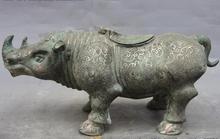 Chinese Palace Bronze Silver-Gilt Rhinoceros Statue Palace Incense Burner Censer 2024 - buy cheap