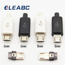 10pcs Micro USB 5PIN Welding Type Male Plug Connectors Charger 5P USB Tail Charging Socket 4 in 1 White Black 2024 - купить недорого