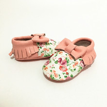 New First Walkers Genuine Leather Bow Print Flowers Baby shoes Mixed Colors Toddler fringe Baby moccasins Girls shoes 2024 - buy cheap