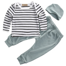 Conjunto de 3 uds. De ropa de otoño para niños y bebés, conjunto de ropa para niños, camiseta + Pantalones, Leggings + sombrero, ropa para bebés 2024 - compra barato