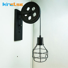 Vanity Light Fixture Loft Industrial Wall Lights Cage E27 Vintage Wall Lamp Sconce Creative Pulley Coffee Shop Club House Decor 2024 - buy cheap