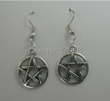 Pendientes de plata con diseño de brujería gótica para mujer, aretes redondos, pentagrama, para regalo, 20 pares 2024 - compra barato