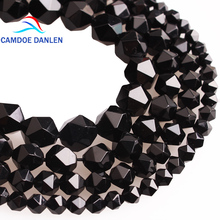 CAMDOE DANLEN Natural Carnelia Stone Faceted Black Agates Onyx Loose Beads 6 8 10 12 MM Fit Diy Beads Handmade Jewelry Making 2024 - buy cheap
