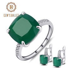 GEM'S BALLET 17.00ct Natural Green Agate Gemstone Jewelry Set 925 Sterling Silver Earrings Ring Set Fine Jewelry For Women 2024 - buy cheap