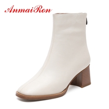 AnmaiRon New Fashion women square toe zipper botas mujer lady high heel ankle boots  size 34-40 ZYL1333 2024 - buy cheap