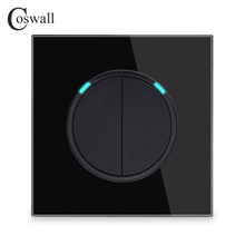 Настенный светильник Coswall, с черным кристаллом, из закаленного стекла, со светодиодным индикатором 2024 - купить недорого