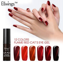 Ellwings 3D Colors Flame Red Cat's Eye Glitter Nail Gel Polish Uv Gel Varnish Glitter Magnet DIY Top Base Primer Gel Lacquer 2024 - buy cheap
