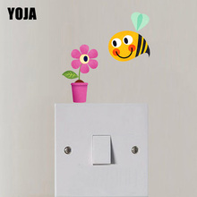YOJA ПВХ Пчела стикер стены цветной переключатель детская комната Badroom Декор 12SS0175 2024 - купить недорого