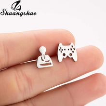 Shuangshuo Staianless Steel Stud Earrings For Women Earings Gamer Controller Ear Studs Jewelry pendientes moda mujer 2019 2024 - buy cheap