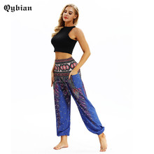 Qybian 2018 Harem Pants Boho Long Trousers Loose High Elastic Waist thai Printing Pants Hippy Autumn Spring pantaloni donna 2024 - buy cheap