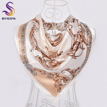 [BYSIFA] шарф-снуд на голову, Хиджаб Платки Femme новые роскошные белые шали Для женщин шарф на голову накидка 90*90 см квадратный атласный платок 2024 - купить недорого
