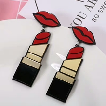 European Fashion Hip Hop Jewelry Acrylic Exaggerate Big Red Lips Earrings Female 2024 - buy cheap