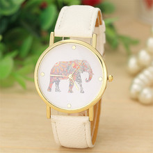 Reloj de pulsera analógico para mujer, de cuarzo, de cuero, con patrón de estampado de elefante, Dial, femenino 2024 - compra barato
