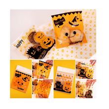 Shipping Free 100pcs/lot Cute Cookie Packaging Self-adhesive Halloween  Plastic Bags For Biscuits Snack Baking Package 70x70mm 2024 - buy cheap