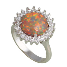 Prom Huge rings for women Orange fire Opal Silver Stamped Health fashion jewelry Rings USA Size #6#7#8#8.5#9 OR710A 2024 - buy cheap