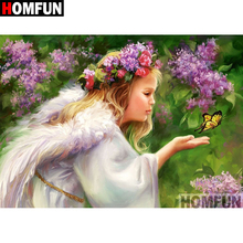 Алмазная 5D картина HOMFUN «сделай сам», полноразмерная/круглая вышивка крестиком «Цветочная девушка», подарок для домашнего декора, A04187 2024 - купить недорого