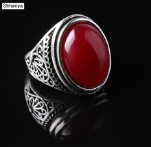 Vintage Ring - Punk  Plated Ring Vintage Jewelry Big Black Stone Ring Red Jewelry For Men women Gift Silver Color Rings 20036 2024 - buy cheap