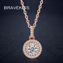 BRAVEKISS round crystal pendant necklaces for women cz chain necklaces collare floating charm choker necklace jewelry BUN0229 2024 - buy cheap