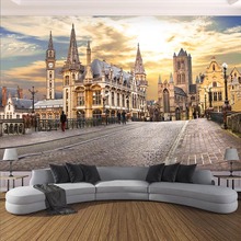 Papel de parede foto personalizada 3d, murais de parede com construção de cidades europeias, paisagem, sala de estar, café, decoração criativa, mural 3d 2024 - compre barato