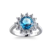 Round Ring Engagement Rings 6 Prongs Setting Cubic blue crystal Zirconia Anel Jewelry For Women Love Bague Anillos Mujer Gift 2024 - buy cheap