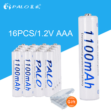 Аккумуляторная батарея PALO 16 шт./лот AAA 1100 мАч 16x AAA NiMH 1,2 в 1100 мАч Ni-MH AAA предварительно заряженные аккумуляторные батареи 2024 - купить недорого
