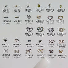 100pcs/bag Silver/Gold Heart Bow non-adhesive Soft Metal Sticker Nail Art Decoration 2024 - buy cheap