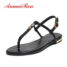 ANMAIRON New Arrival  Genuine Leather  Gladiator Sandals Women  Casual  Buckle Strap Solid Women Shoes Size 34-43 LY1445 2024 - buy cheap