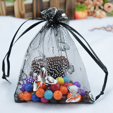 Wholesale 100pcs Black Organza Bags 9x12cm Small Drawstring Pouch Jewelry Gifts Packaging Bag Butterfly Print Organza Gift Bag 2024 - buy cheap