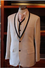 Terno formal de casamento da moda para homens, conjunto branco de noivado para casamento, jaqueta, calça, colete e gravata, 3 peças 2024 - compre barato