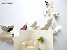 FoodyMine 12Pcs 3D Butterfly Mirror Effect Wall Stickers Art Mural Decal Modern Home Decor 2024 - buy cheap