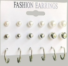 9 пар/компл. женские круглые Кристальные жемчужные серьги-гвоздики для женщин, Простые Модные серьги с искусственным жемчугом 2024 - купить недорого