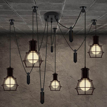 Vintage American Country Style DIY 5 lights small pulley retro loft iron pendant chandelier 2024 - buy cheap