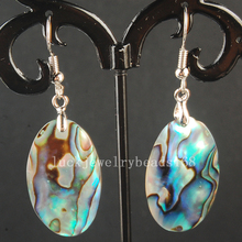 Free Shipping Fashion Jewelry 18x29mm New Zealand Ablone Shell Art Oval Beads Earrings 1Pair C3599 2024 - buy cheap