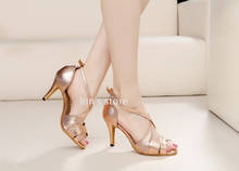 New Women Rose Gold Snakeskin Print Ballroom Latin Dance Shoes  Salsa Bachata Dance Shoes ALL SIZE 2024 - buy cheap