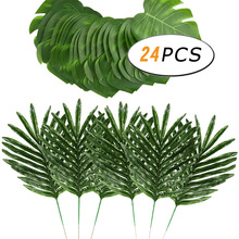 Hawaiian Theme Party Decorations Artificial Green Leaf 24pcs DIY Wedding Decoration Artificial Greenery Crafts Accessories 2024 - buy cheap