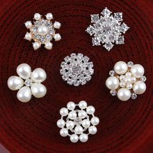 30 Uds. Vintage botones decorativos de Metal hechos a mano + perlas de cristal artesanía suministros planos botones de diamantes de imitación para accesorios para el cabello 2024 - compra barato