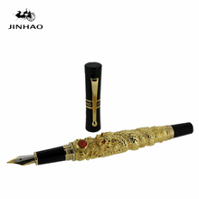 Jinhao pluma de tinta 3d pluma mediana pluma de dragón de escritura de lujo suministros de oficina Regalo de Cumpleaños pluma de metal 2024 - compra barato