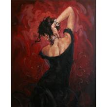 Canvas art oil women portrait painting Flamenco Spanish Dancer in Black impressionist artwork for bedroom decor 2024 - buy cheap