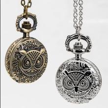 12 unids/lote Steampunk Vintage bronce plata búho bolsillo reloj collar cadena Dia 2,7 cm 2024 - compra barato