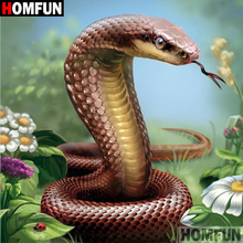 HOMFUN-pintura de diamante 5D DIY "Animal serpiente", bordado 3D de diamantes de imitación cuadrados o redondos, regalo de punto de Cruz decoración del hogar, A00939 2024 - compra barato