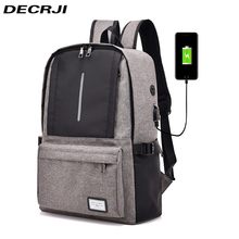 Повседневный Рюкзак DECRJI, школьный рюкзак унисекс, сумки для ноутбука для мужчин, рюкзак, USB, школьный рюкзак для женщин и мужчин, школьная сумка, рюкзак 2020 2024 - купить недорого