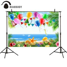 Allenjoy background photography summer holiday beach plam balloons flags photo backdrop for photographic photocall studio 2024 - buy cheap