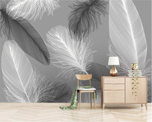 Beibehang Custom photo wallpaper mural Modern nordic feather abstract art wall painting living room bedroom 3d wallpaper tapeta 2024 - buy cheap