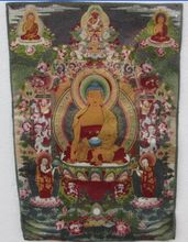 Golden silk embroidery thangka exorcism guanyin Buddha in Tibet and Nepal 2024 - buy cheap