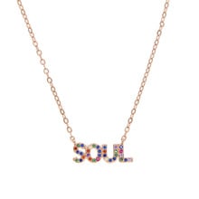 Multi color rainbow cubic zirconia cz Soul letter word necklace customize fashion women collar chain 2024 - buy cheap