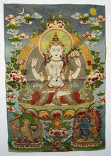 Thangka-seda tibetana exquisita, Maitreya Buda en forjado 2024 - compra barato